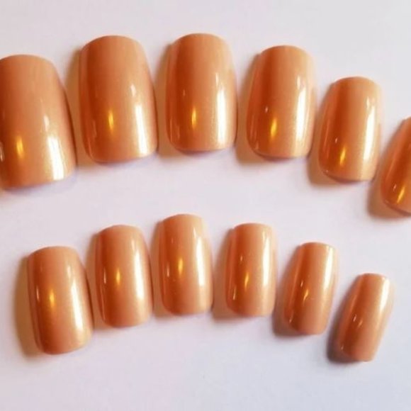 Beige Nails Nude Short Square Press On Nails - New Hand Painted - Picture 2 of 6